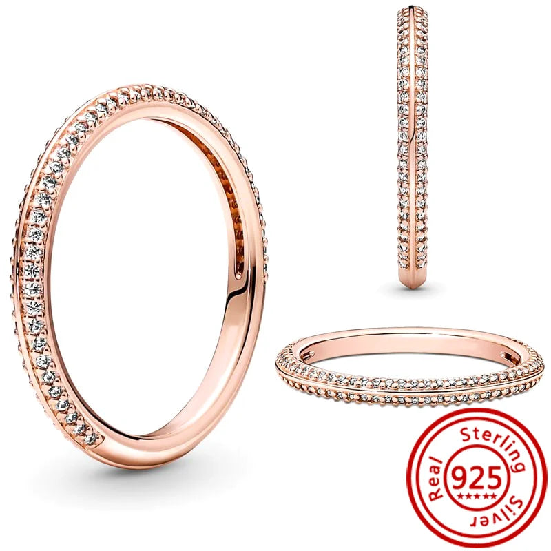 Neuer Pantaro Me-Fingerring aus 925er-Sterlingsilber, Liebesengel, Wort, schwarzes Herz, Zirkon, Original-Charm-Ringe, funkelnder Hochzeitsschmuck