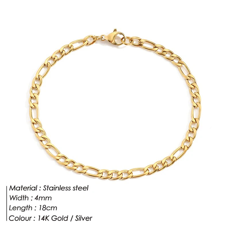eManco Figaro-Kettenarmband für Damen, Edelstahl, vergoldet, schlichter Handschmuck im Großhandel