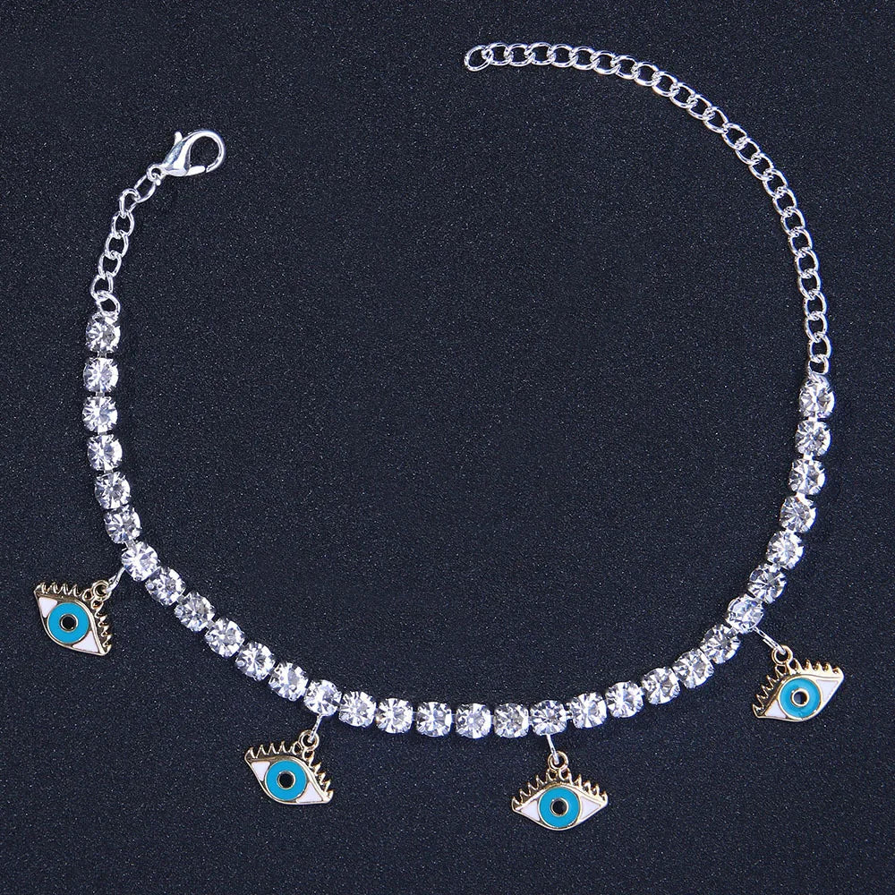 1pc Strass Kette Fußkettchen für Frauen Luxus glänzende Knöchel Armband auf Bein weibliche Hochzeits feier Schmuck Fuß zubehör neu