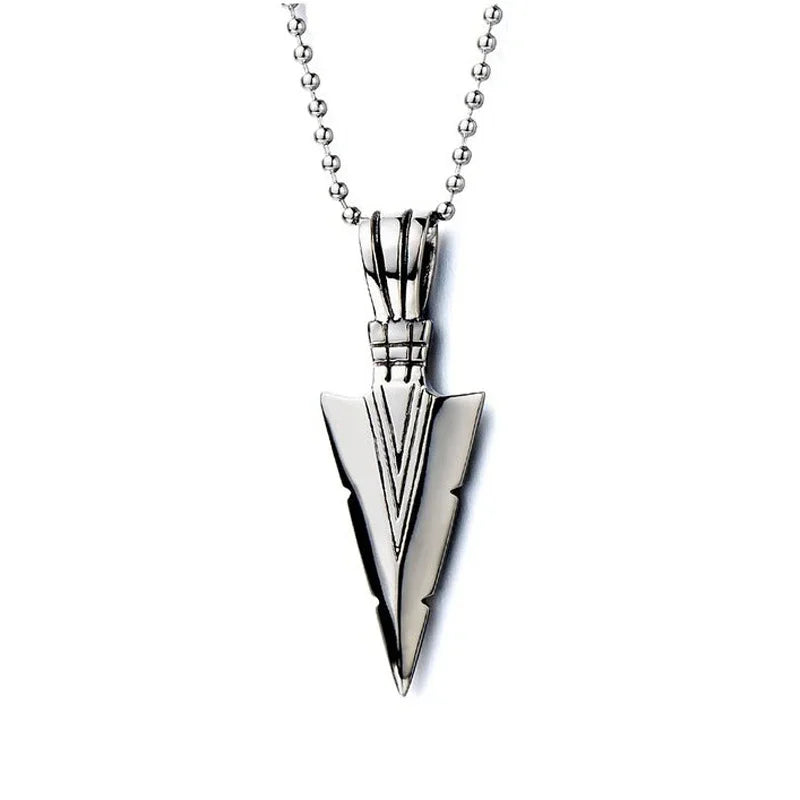 SUMENG Neue Mode Edelstahl Pfeilspitze Anhänger Halsketten für Männer Lange Kette Mode Schmuck