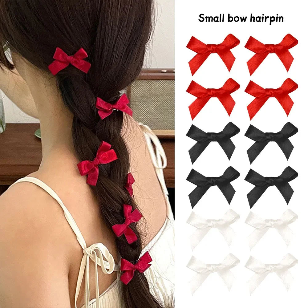 5-24Pcs Y2k Mädchen Bögen Mini Haar Clips Metall Haarnadel Kopfbedeckung Haarspange Handgemachte Band Bogen Pony Clip Mode haar Zubehör