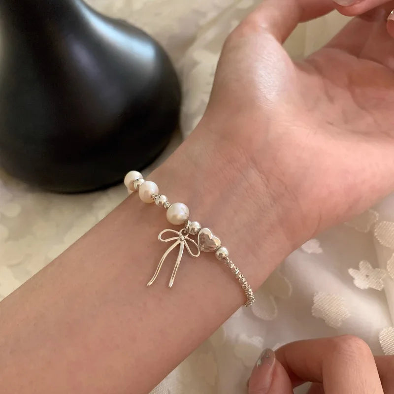 VENTFILLE Schmetterlingsarmband aus 925er-Sterlingsilber für Mädchen, Perlenschnur-Design, Insekt, modisch, vielseitiger Schmuck, Geschenk, Dropshipping