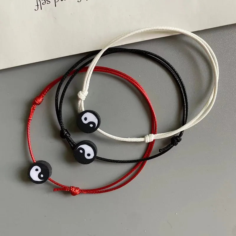 2 teile/lose Seil Armband für Frauen Männer Chinesischen Yin Yang Stil Statemet Einstellbare Mode Hand Schmuck Paar Armband Großhandel