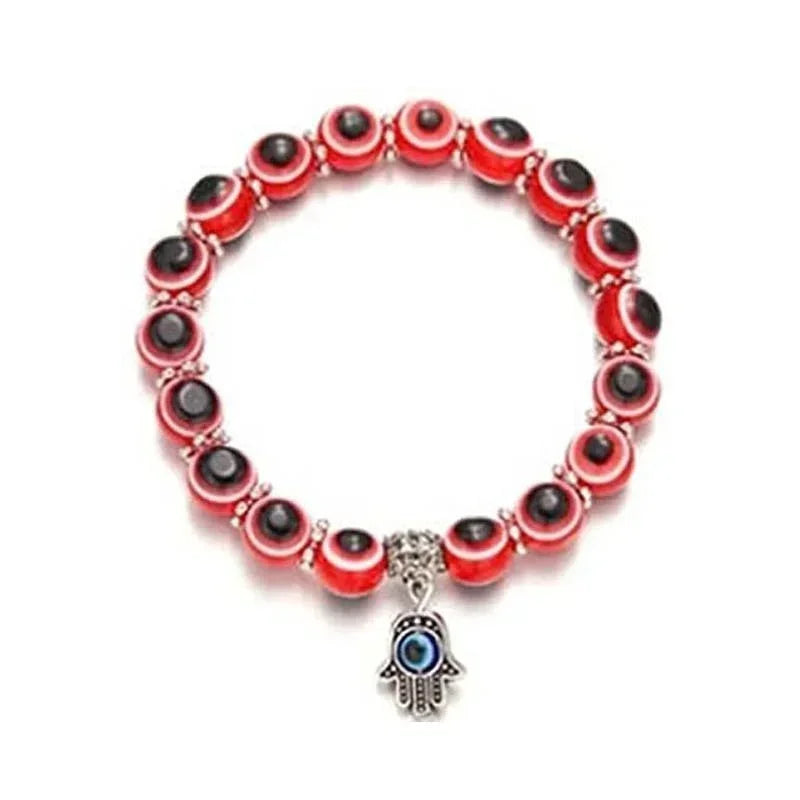 2 Stück Vintage Blue Evil Eye Armband für Frauen, die Glück, Amulett, Hand der Fatima wünscht, Armband, Glück, Türkei, bunt, einfach, trendig