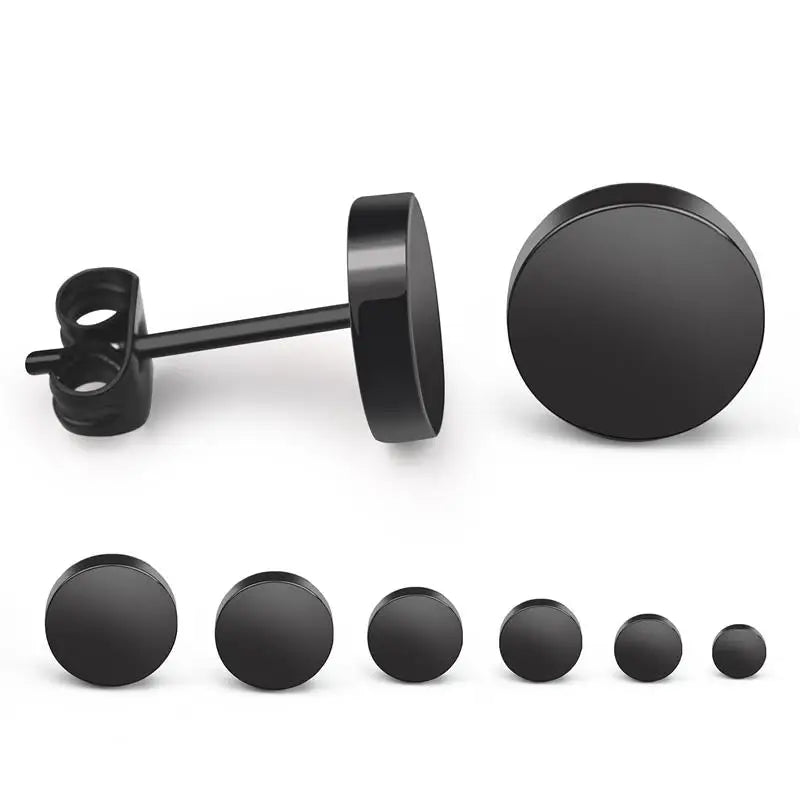 1 paar Edelstahl Runde Schwarz Ohr Studs Männer 3-8mm Punk Stud Ohrring Für Männer Push zurück Stud Ohrring Für Frauen Schmuck