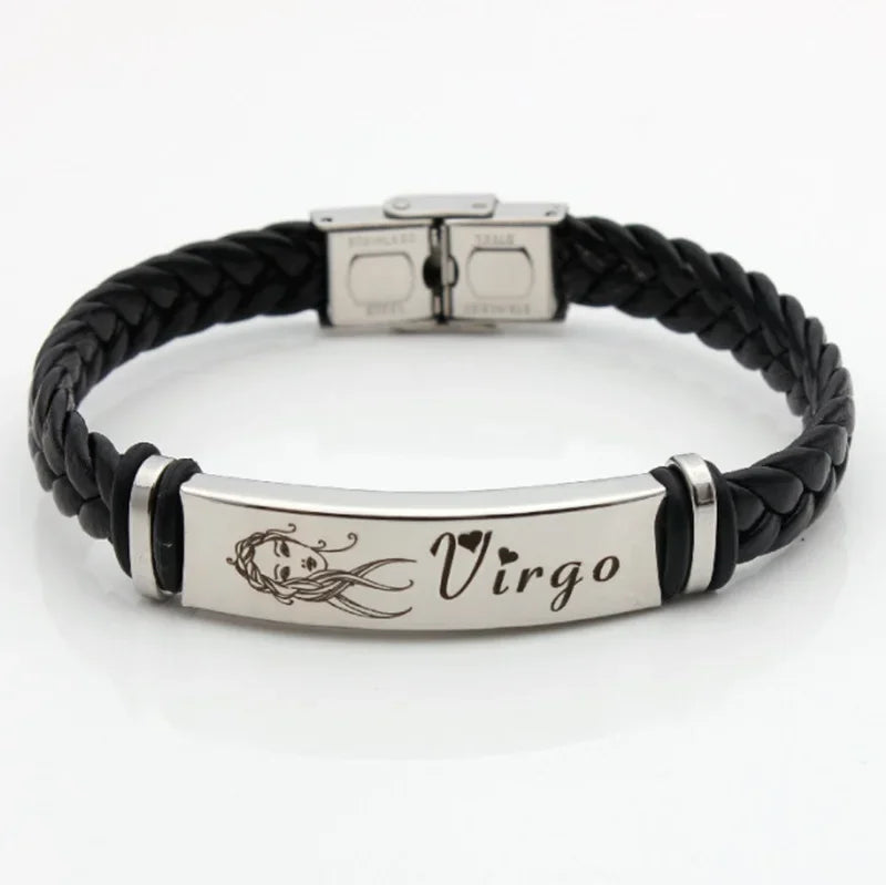 Zwölf Sternbild Charm Armband 12 Sternbild gewebtes Leder armband geflochtener Armreif Schmuck Handgelenk Geschenk zubehör