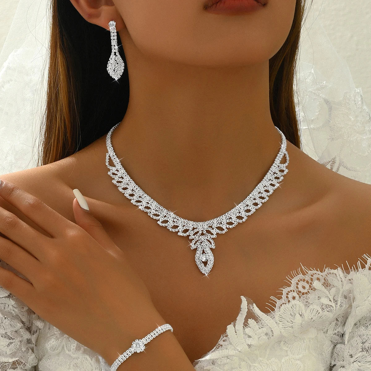 Braut Mode Kupfer Klaue Kette Lotus Hohl Halskette Ohrringe Armband Ring Schmuck-Set Hochzeit Bankett Party Festival Geschenk