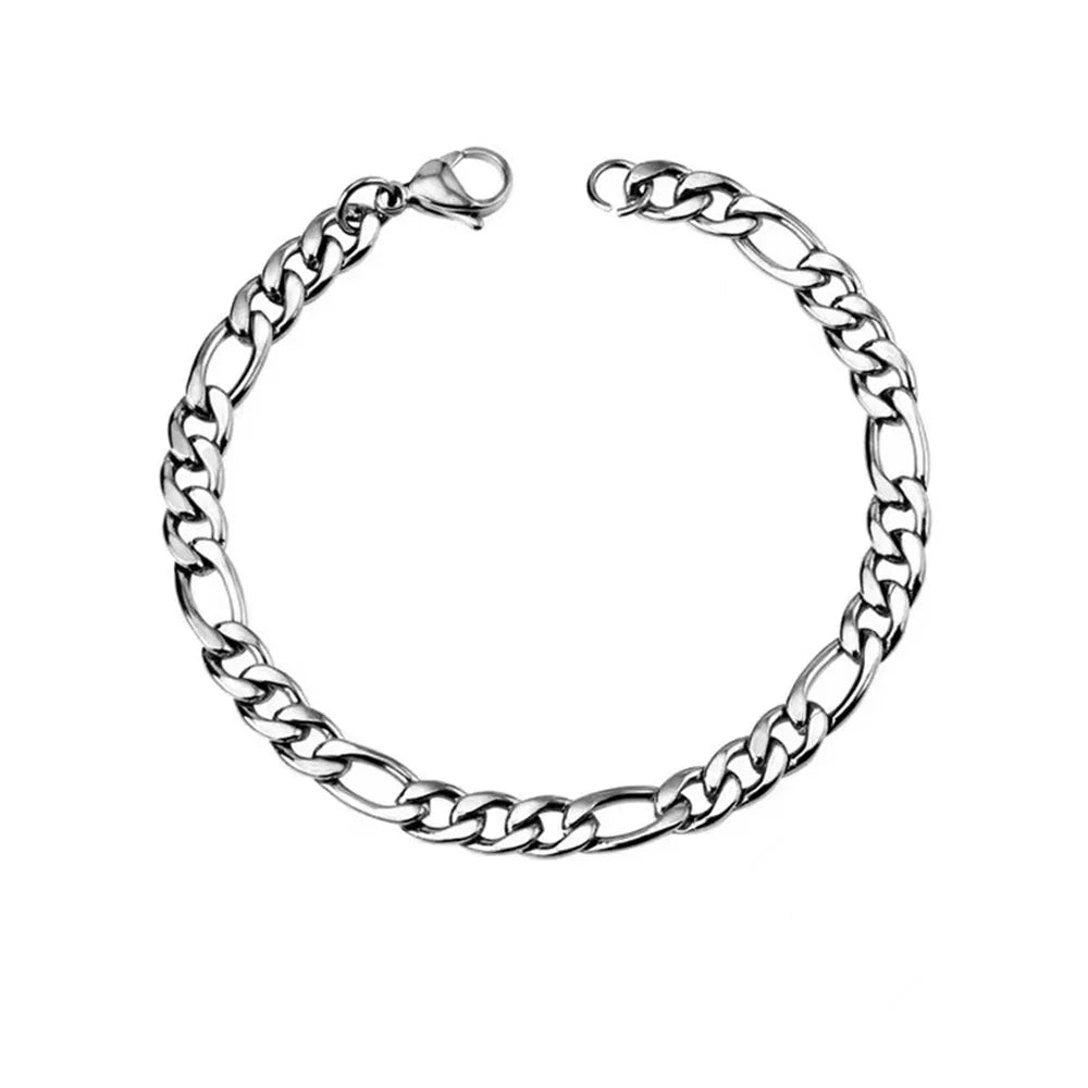 4MM Edelstahl Figaro Armband Gold Farbe Armband Für Frauen männer Hip Hop Schmuck Mode Zubehör