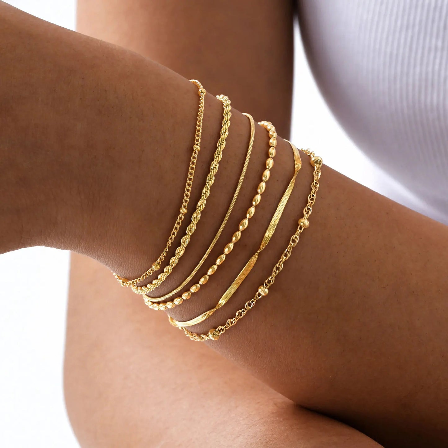 10 mm Stretch-Perlen-Armband für Damen, einfacher stapelbarer Schmuck