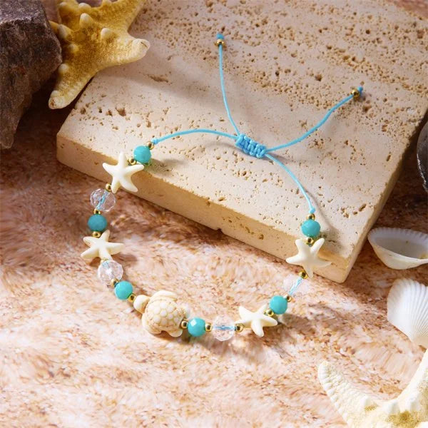 Bohemian Imitation Shell Perlen Armband Für Frauen Sea Star Schildkröte Gewebtes Seil Armband Handgemachte Freundschaft Strand Urlaub Schmuck