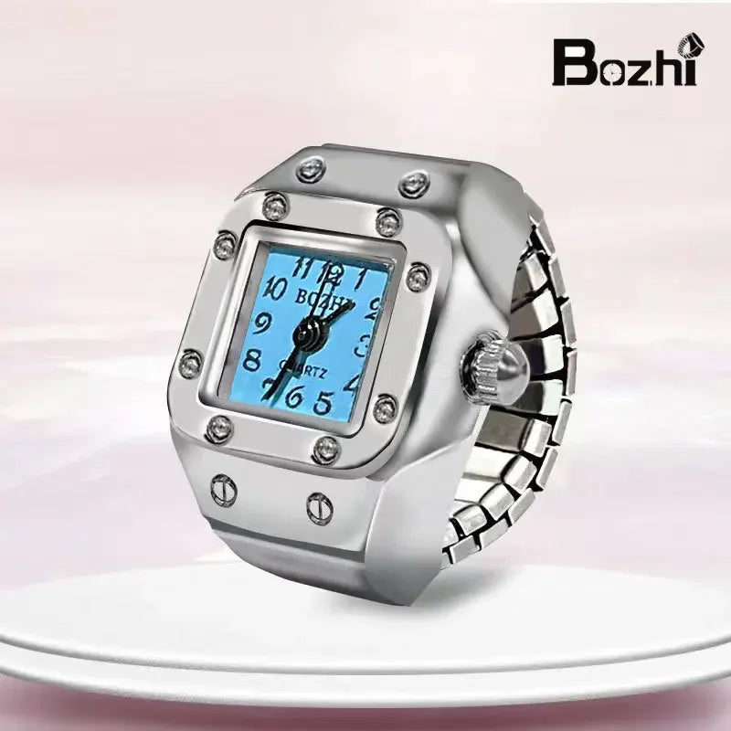 Vintage Punk Quarz Fingeruhr Ring für Frauen Männer Paar Ringe Digitale Uhren Elastische Dehnbare Finger Band Ring Schmuck Uhr