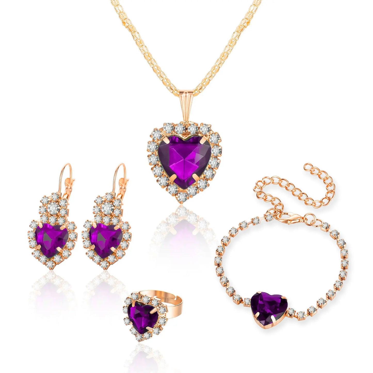 Blauer Kristall Ring Halskette Ohrringe Set Hochzeit Schmuck Sets für Bräute Anhänger Ohrringe für Mädchen Frauen Afrikanische Schmuck Sets