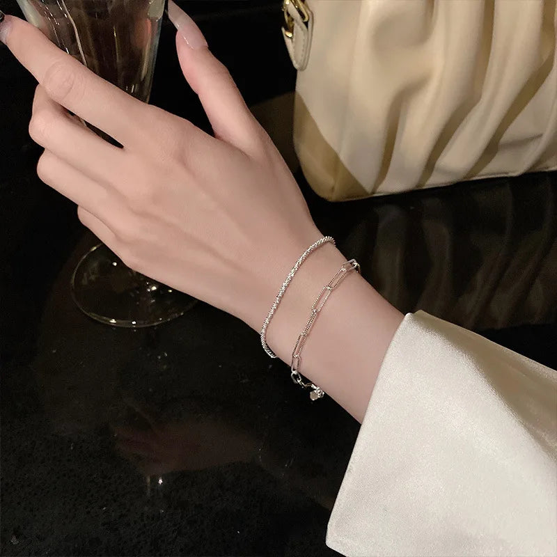 2 stücke Mode Armbänder für Frauen kleine kubische Zirkon Kristall verstellbare Kette Armband zarten Schmuck Accessoires Party Geschenk
