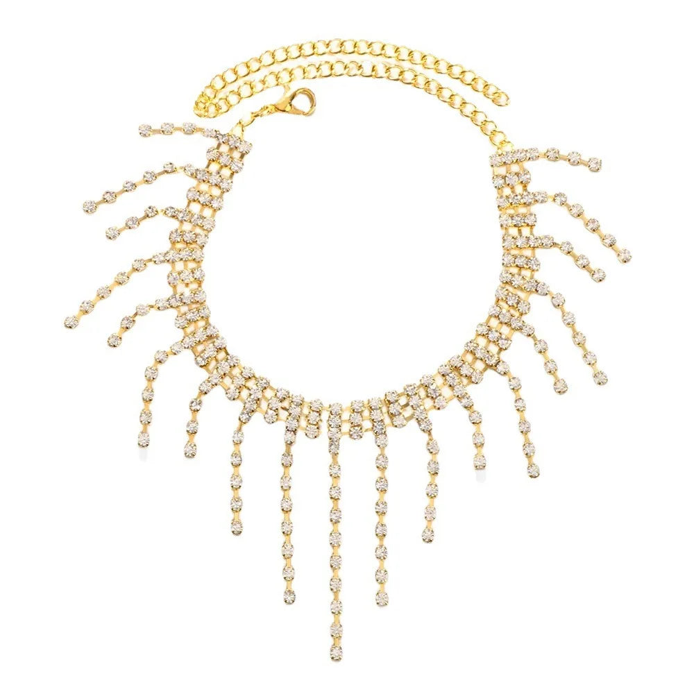 1pc Strass Kette Fußkettchen für Frauen Luxus glänzende Knöchel Armband auf Bein weibliche Hochzeits feier Schmuck Fuß zubehör neu