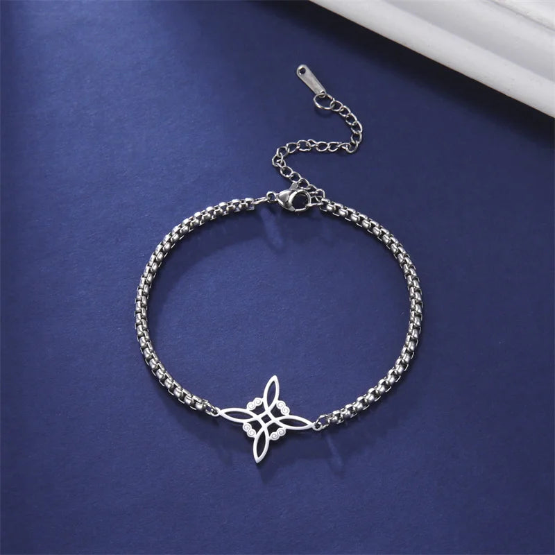 Vintage Edelstahl Armband für Männer Frauen Hexe Knoten Hexerei Anhänger Mann Armband Schmuck Armbänder homme Geburtstag Geschenke