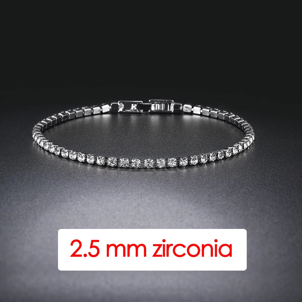Damen-Tennis-Armband, Hip Hop, trendig, AAA+, Zirkonia, silberfarben, Teenager-Mädchen, Kristallkette an der Hand, Hochzeitsschmuck H086