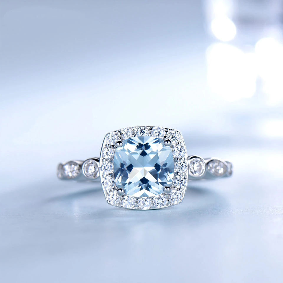 TBCYD Blau Topas Mode Schmuck Set Für Frauen S925 Sterling Silber Diamant Ring Ohrring Armband Halskette Partei Edlen Schmuck