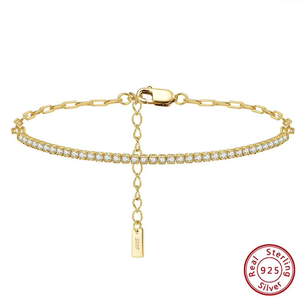ORSA JEWELS 14 Karat vergoldete Büroklammerketten Tennisarmband für Damen, 925er Sterlingsilber, handgefertigte Armbänder, Schmuck SB141