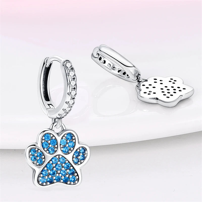 Heißer Verkauf Mode 925 Silber Farbe Ohrringe Blau Zirkon Sterne Mond Unregelmäßigkeit Ohrringe Für Frau Feine Geburtstag Schmuck Geschenke