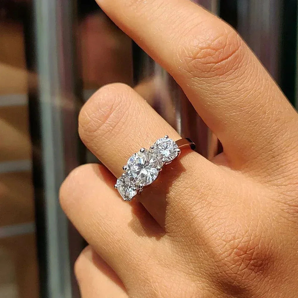 4-Karat-Moissanit-Ring mit Zertifikat, 925er-Sterlingsilber, Labordiamant im Brillantschliff, Verlobungsring, Ehering für Frauen