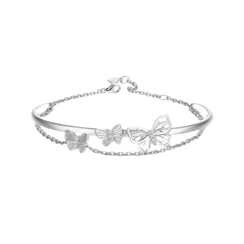 Diamantbesetztes Schmetterlingsarmband aus 925er-Sterlingsilber für Damen, Modeschmuck, Temperament, Blume, verstellbares Armband