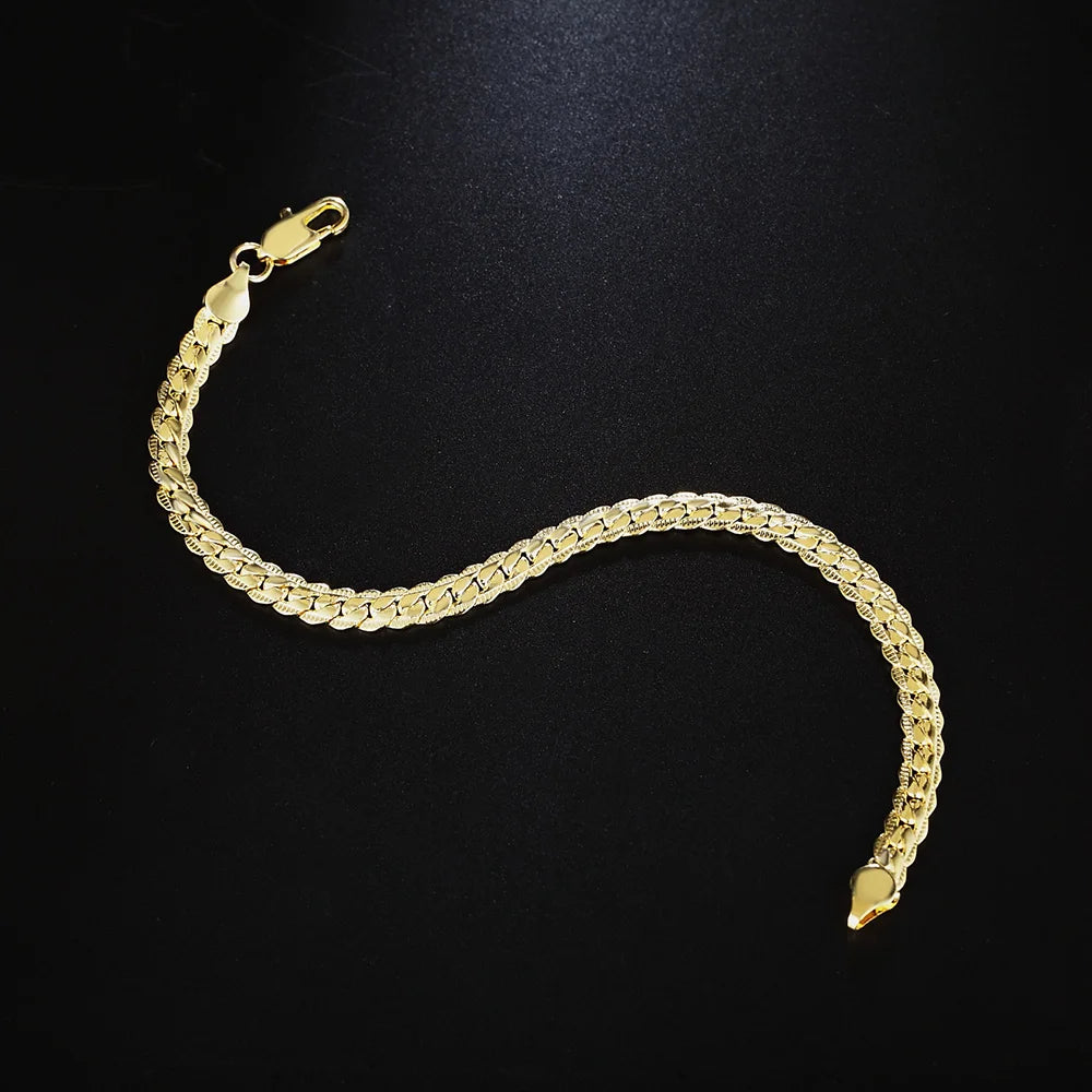20 cm 8 Zoll 18 Karat Gold 925 Sterling Silber Armbänder für Damen Herren klassische 5 mm Kette Hochzeit Party Weihnachtsgeschenke edler Schmuck