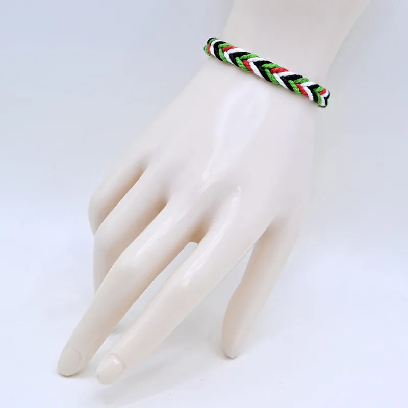 Meetvii Naher Osten Arabischen Stil Baumwolle Seil Gewebte Armbänder für Frauen Männer Einfache Wassermelone Farbe Nationalflagge Armbänder