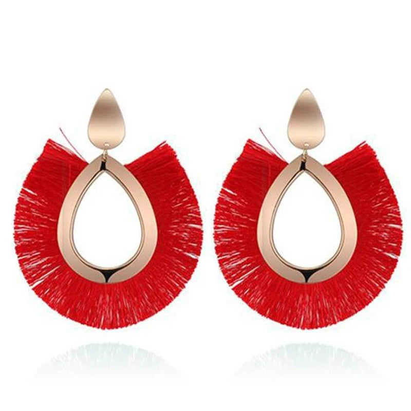Bohemian Quaste Ohrringe Frauen Runde Große Vintage Ohrringe Ethnische Boho Quaste Lange Baumeln Ohrringe Schmuck Geschenke
