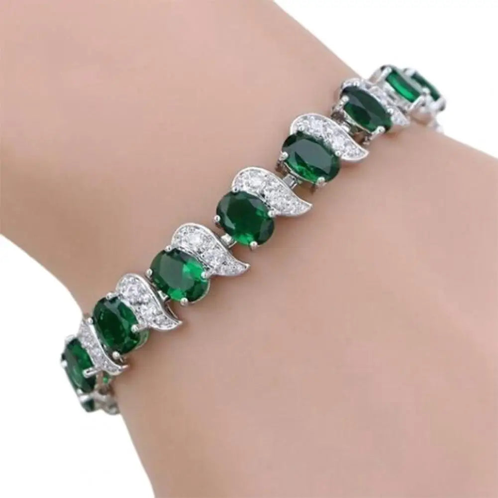 Damen-Armband, Blatt-Charm, elegant, klassisch, verstellbar, blauer Strassstein, eingebettetes Damen-Armband, Modeschmuck