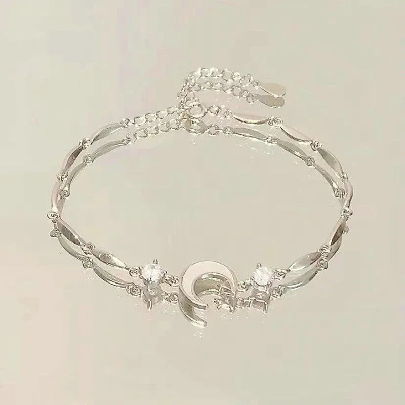 Elegante Kristall Blumen Armband Für Frauen Y2K Süße Mädchen Mond Kirschblüte Bogen Zirkon Armbänder Luxus Designer Schmuck Geschenk