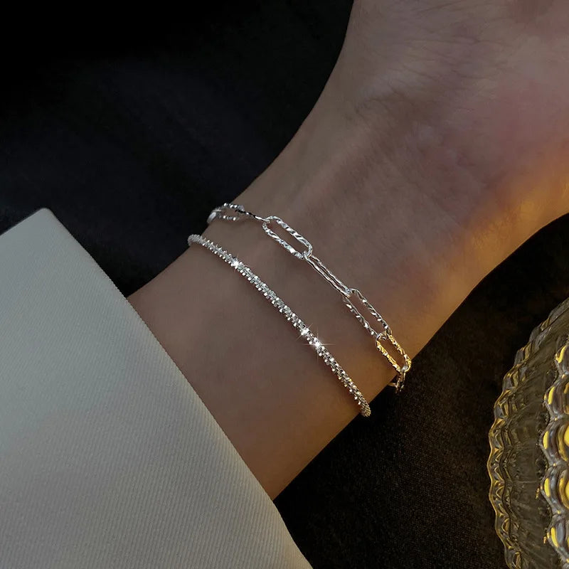 Armband aus 925er-Sterlingsilber, doppeltes Liebesherz, hohle runde Perlen, weibliche Mode, romantischer Schmuck, neue klassische verstellbare Geschenke