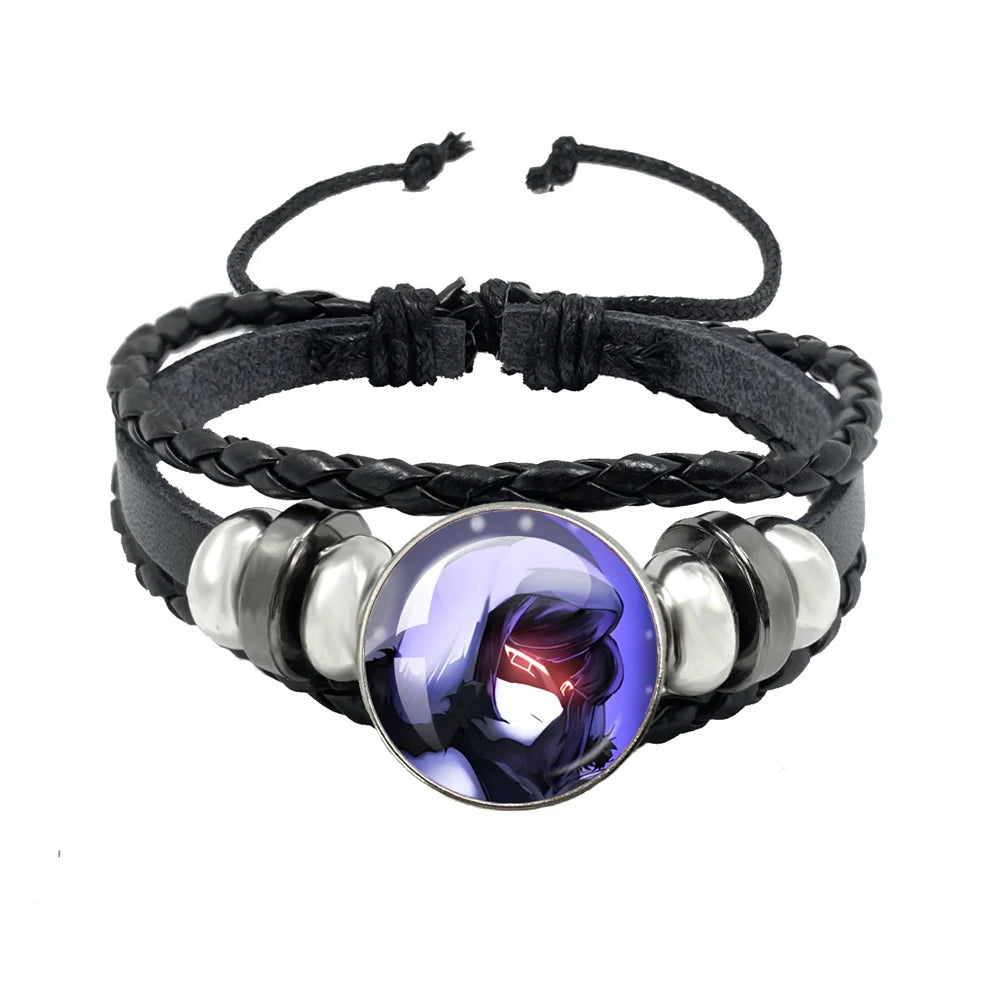 Murder Drone Uzi x N Cartoon Cabochon V Fan Art Armbänder Kunst verstellbares Lederseil Armband Armreifen handgefertigte Schmuckgeschenke