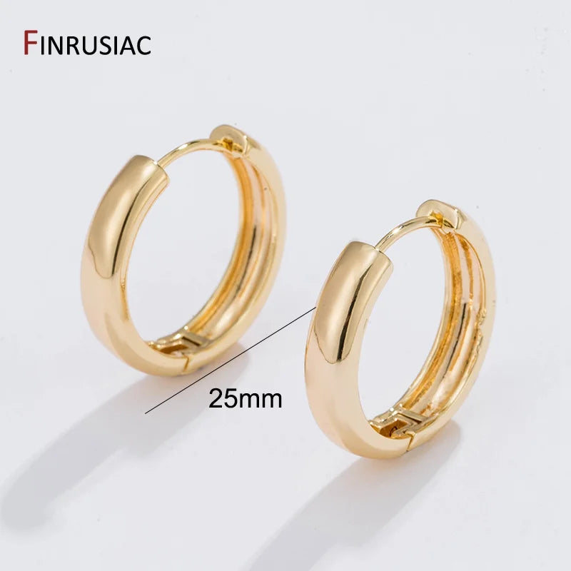 Neue trendige echte vergoldete runde Creolen für Frauen Mädchen Damen große Creolen Gold Kreis Ring Ohrringe Party Geschenk
