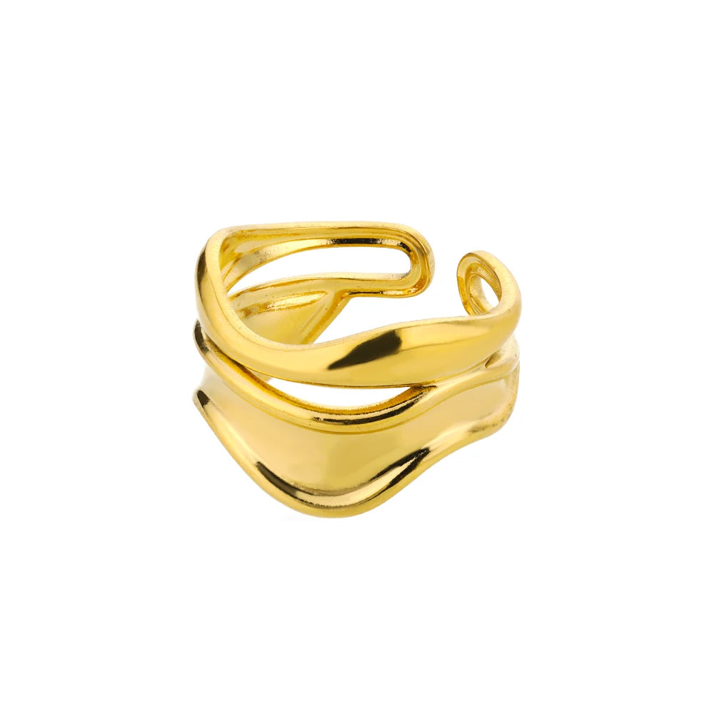Edelstahl Ringe für Frauen Wasserdicht Offene Gold Farbe Ring Hochzeit Paar Band Schmuck Geschenke Kostenloser Versand Artikel anillos