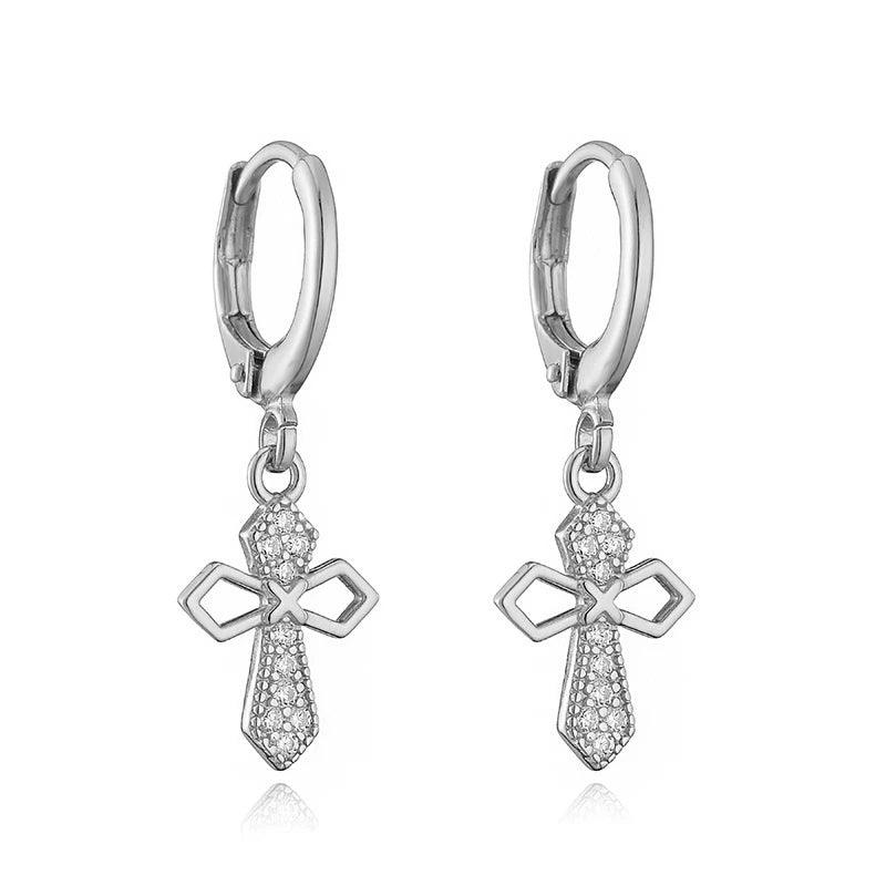 S925 Sterling Silber Kreuz Herz Blume Anhänger Creolen Frauen Retro Vintage elegante Ohrringe edlen Schmuck Erkenntnisse SE36