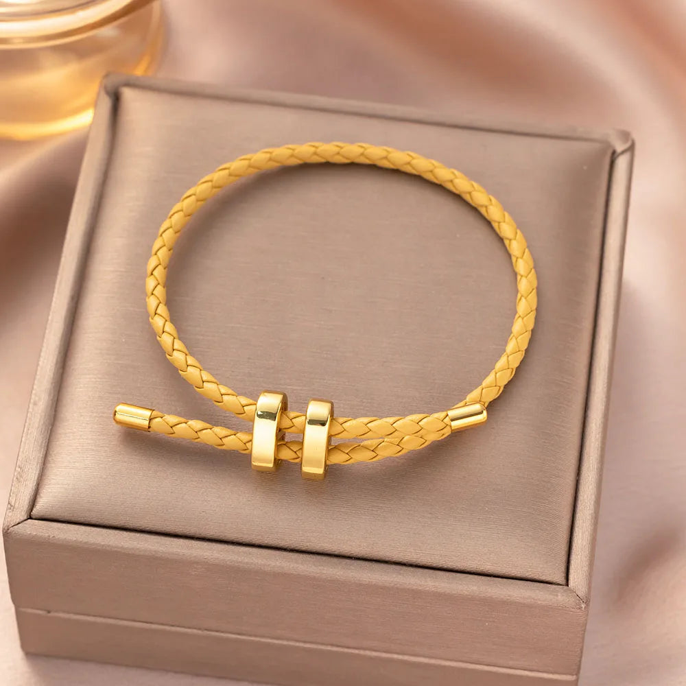 Trendige Armbänder mit rotem Faden für Damen und Herren, Edelstahl, geflochtenes Seil, verstellbares Charm-Armband, Unisex-Schmuck