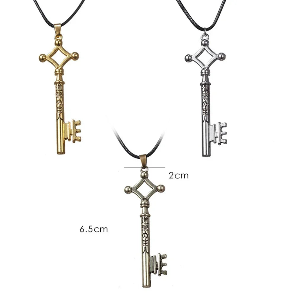 SUMENG 2025 Angriff auf Titan Eren Schlüssel Halskette Shingeki No Kyojin Anhänger Vintage Retro Anime Schmuck für Männer Cosplay