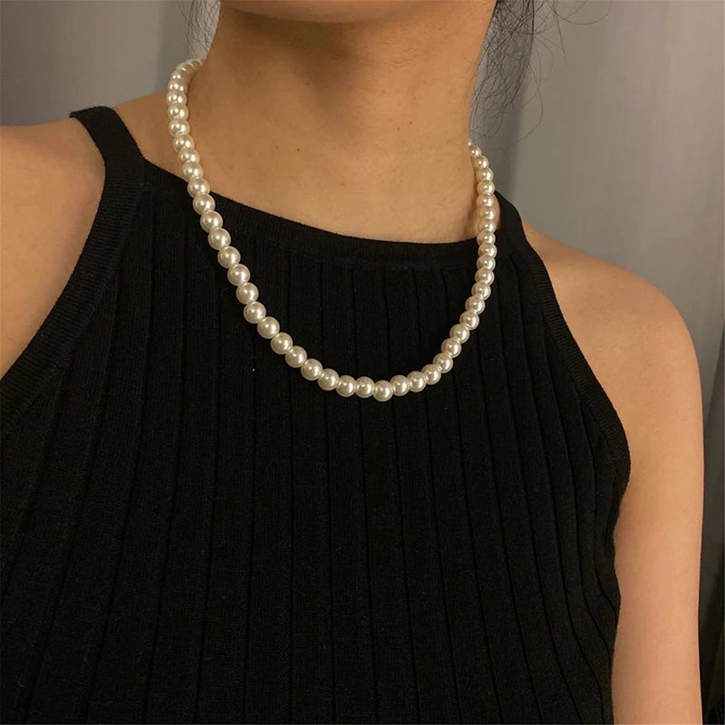 Klassische elegante weiße Perle Halskette für Frauen Männer Hochzeit Bankett Halsketten Vintage Perlen handgemachte Schmuck Party Geschenk