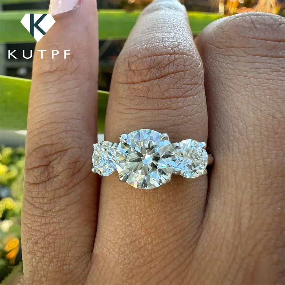 4-Karat-Moissanit-Ring mit Zertifikat, 925er-Sterlingsilber, Labordiamant im Brillantschliff, Verlobungsring, Ehering für Frauen