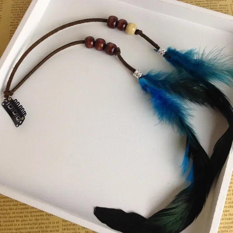 2024 neue Modische Boho Feder Stirnband Perücke Perlen Feder Kopfschmuck Handgemachte Haar Clip Mädchen Haar Zubehör Hohe Qualität
