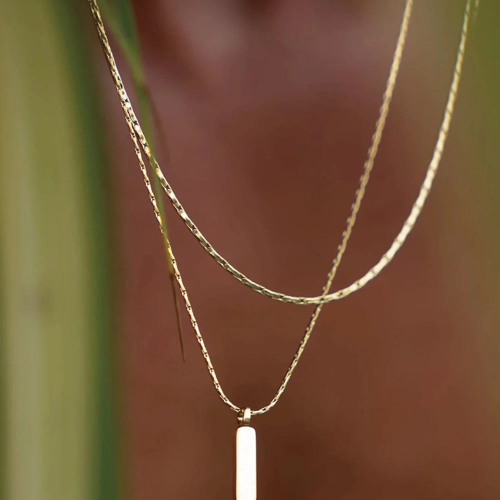 ELANDIS Herren-Halskette aus Edelstahl, wasserdicht, 1 mm, Drahtkette, quadratisch, Anhänger, Halskette in Weißgold, feines Zubehör