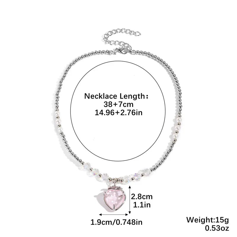 Süße einfache rote Kirsche Anhänger Schlüsselbein Halsketten für Frauen Kragen Metall Barock Perle Ketten Halskette Hochzeit Schmuck Geschenke