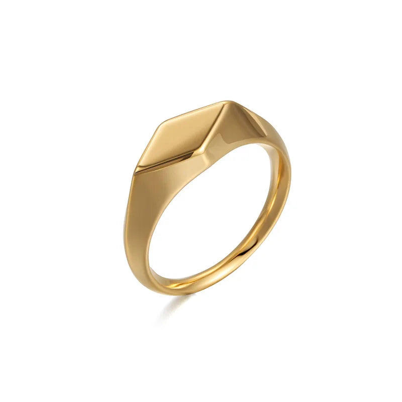 Mode Gold Farbe Ring Geometrische Edelstahl Glatte Paar Ringe Einfachheit Student Party Schmuck Geschenk