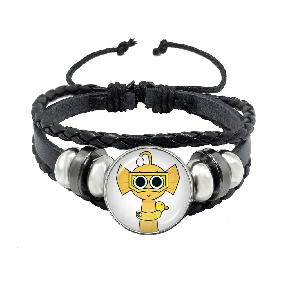 Sprunki Incredibox Anime Cartoon Charakter Leder Seil Armband Kunst Mehrschichtige geflochtene Armbänder Handgefertigte Schmuckzubehör