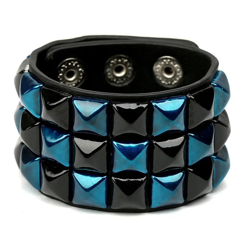 Mode 9 Farben Doppel Gürtel Leder Handgelenk Freundschaft Große Breite Armband Für Männlich Weiblich Schnalle Vintage Punk Schmuck