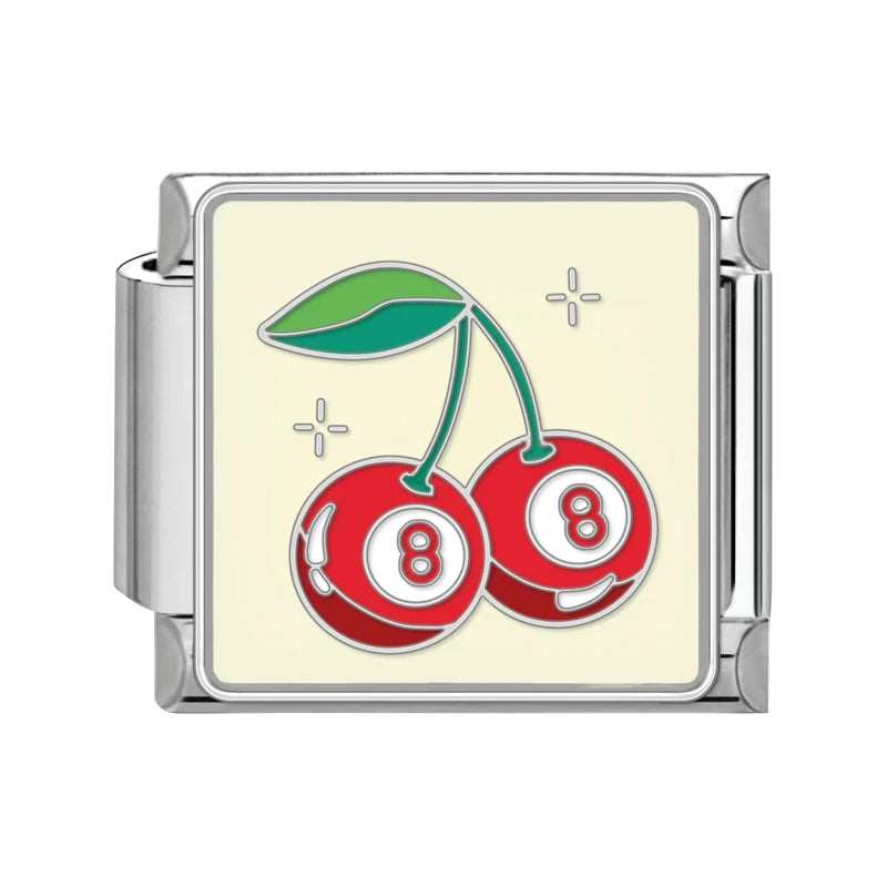 Niedliche Schleife, Knoten, Herz, Kirsche, süß, rosa, rot, italienische Charm-Verbindungen, passend für 9 mm Armbänder, Edelstahl, Damenschmuck, DIY-Herstellung von Geschenken