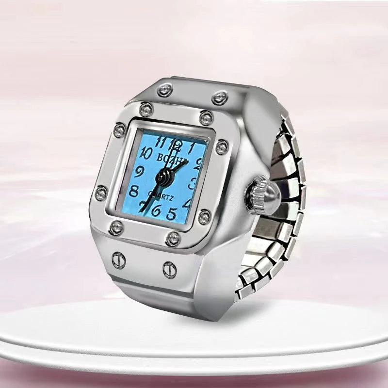 Ring Uhr Neue Heiße Verkauf Kreative Legierung Shell Finger Quadratischen Zifferblatt Paar Männer Und Frauen