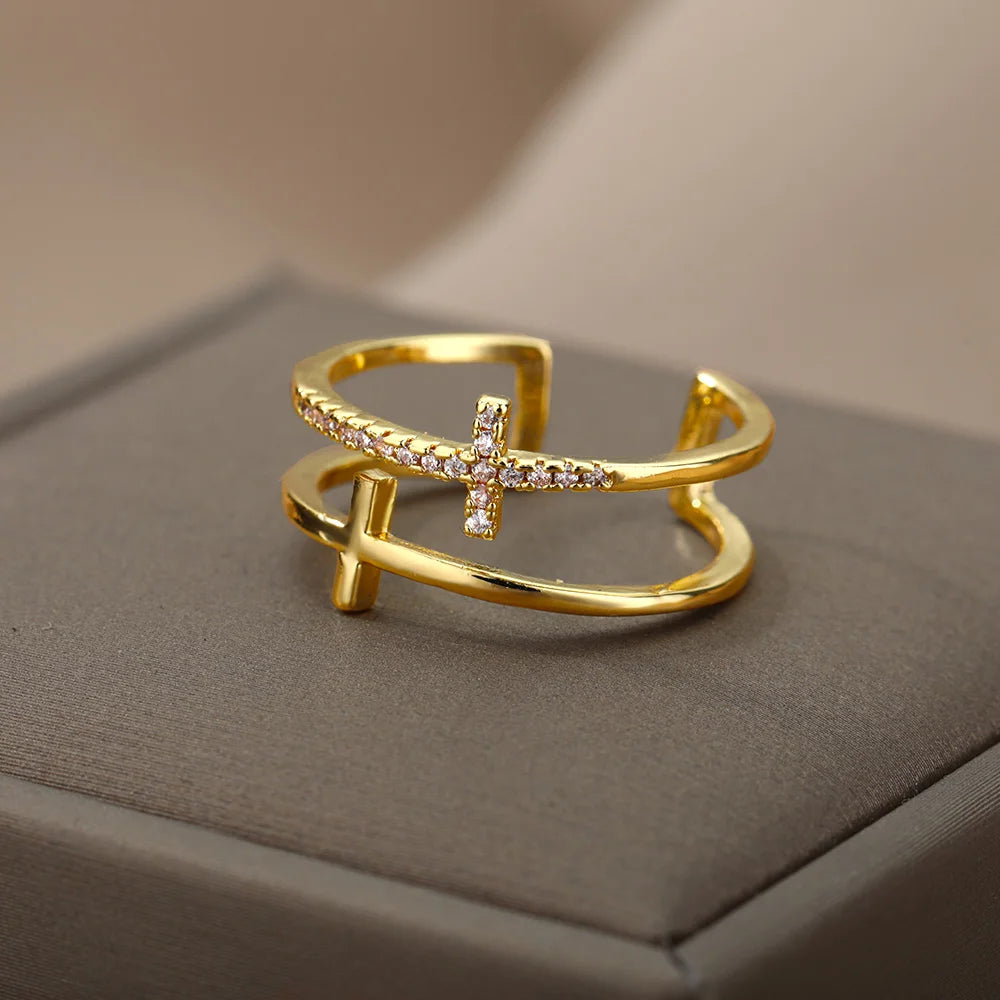 Edelstahlringe für Frauen 2024, Trend, neu in Goldfarbe, Ring für Damen, Hochzeitspaar, Schmuck, kostenloser Versand, Artikel anillos mujer