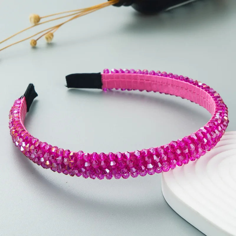 Frauen Mädchen Kristall Perlen geflochten handgemachte Haarband Stirnband Erwachsene Haarschmuck