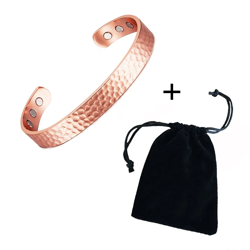 Vintage 99,9 % reines Kupfer Armbänder für Frauen Männer Rose Farbe Manschette Armreifen Charms Gesundheit Energie Gauss Magnete